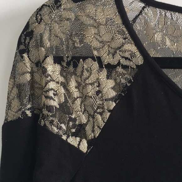 INC black top with gold and black lace - Picture 2 of 8